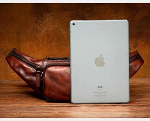 Vegetable Tanned Cowhide Waist Bag - Multi-Functional Vintage Leather