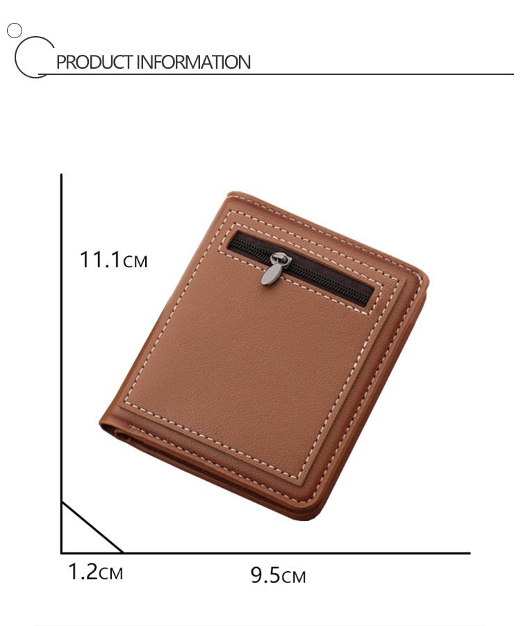 Men's Small Vertical Wallets with Zipper