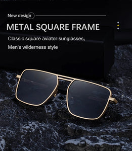 Steampunk Driving Sunglasses - Oversized Square Punk Design with UV400 Protection
