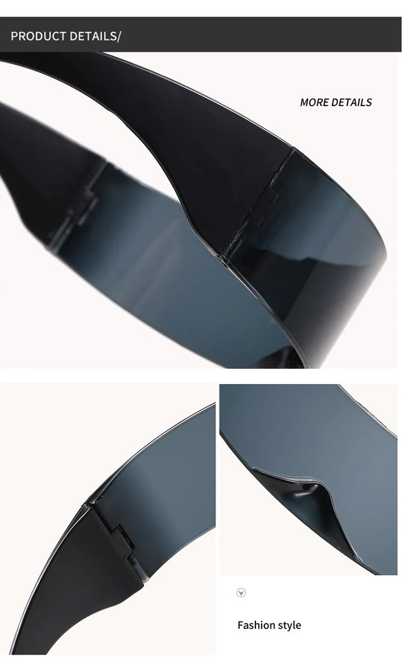 Cyber Punk Rimless Sunglasses - Y2K Futuristic Wrap-Around for Women
