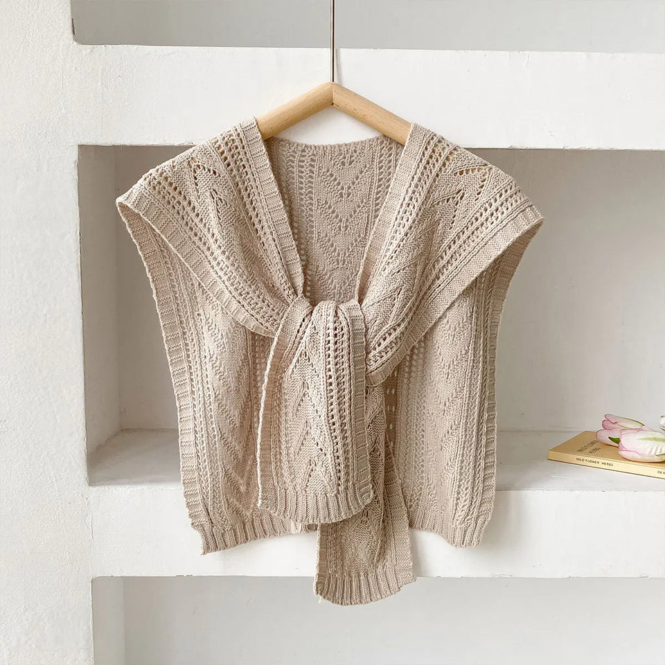 Korean Style Knitted Shawl - Summer Air Conditioning Neck Cape for Women