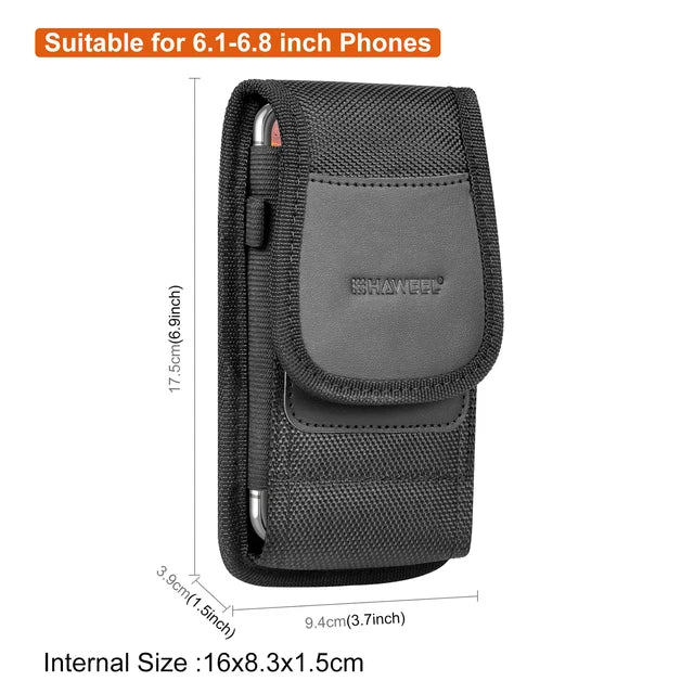 Large Phone Belt Case - Nylon Holster Pouch for 4.7-6.8 Inch Smartphones
