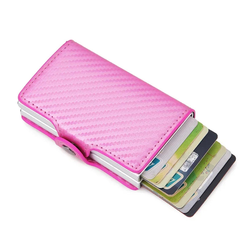 RFID Blocking Men's Card Holder - Secure Aluminum Wallet with Leather Cover