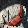 Vegetable Tanned Cowhide Waist Bag - Multi-Functional Vintage Leather