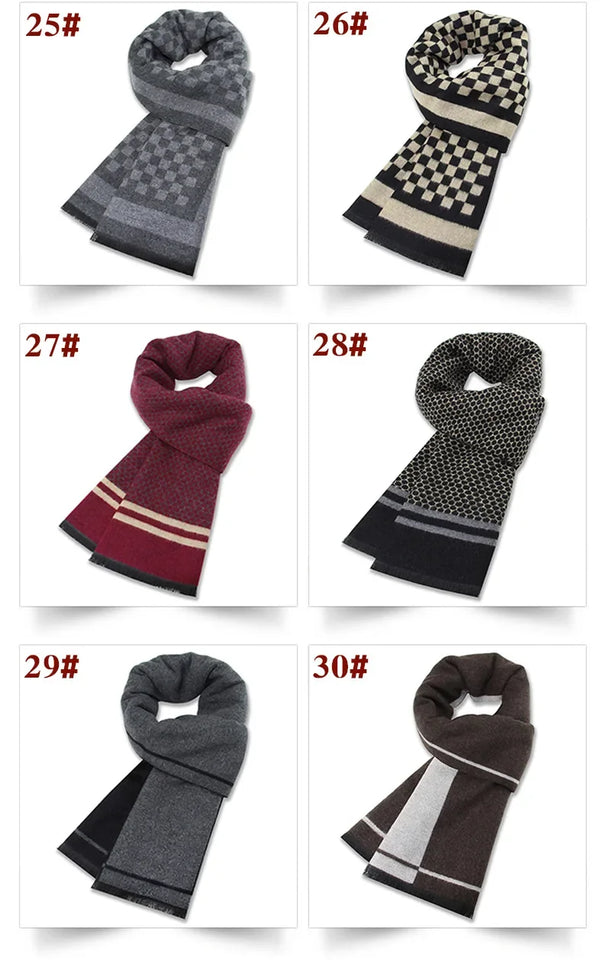 Luxury Men's Cashmere Scarf - Winter Wool Plaid Muffler Perfect for Gifts