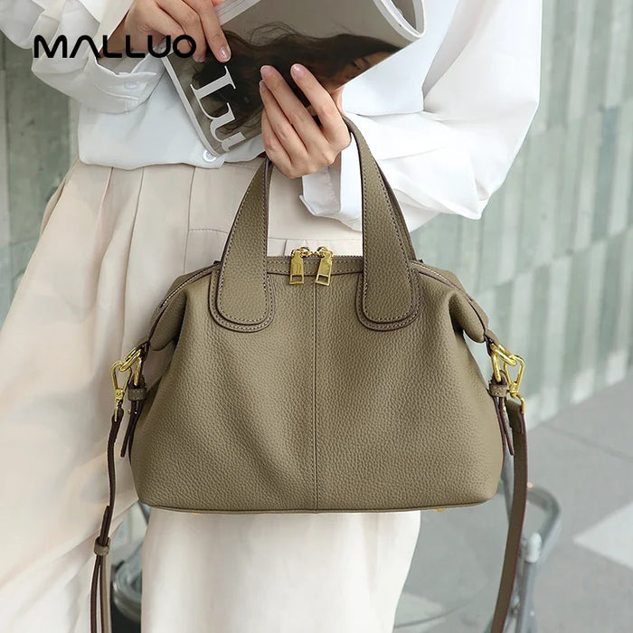 Women's Natural Leather Crossbody Bag - Premium Cowhide Large Capacity Design