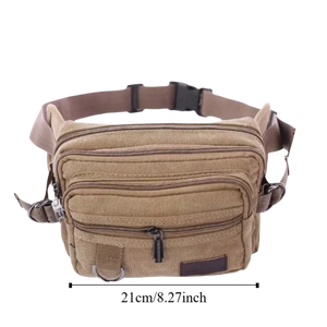 4-Layer Canvas Waist Pack - Large Capacity Multi-Functional Belt Bag with Phone Pocket