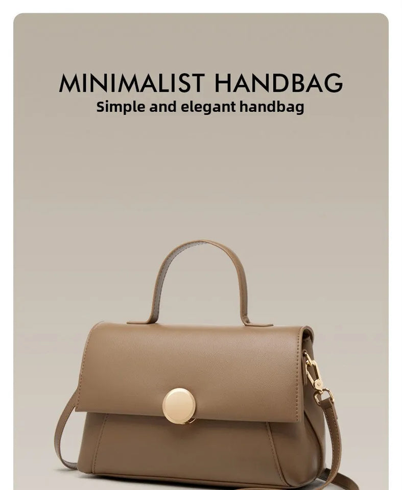Premium Cowhide Leather Handbag - Women's Fashion Shoulder Bag