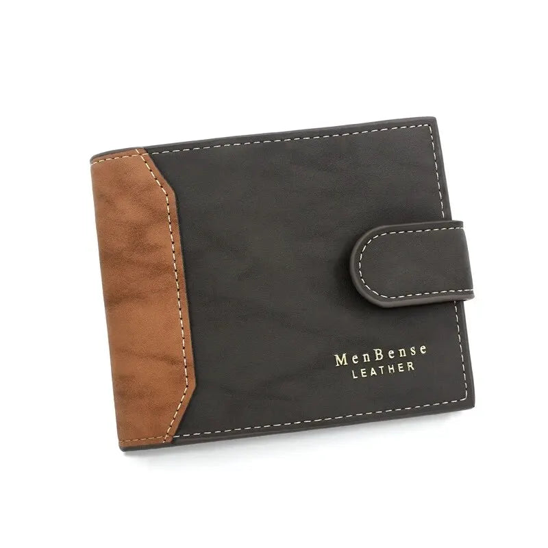Secure Men's Wallet - PU Leather Card Holder with Hasp & Multiple Compartments