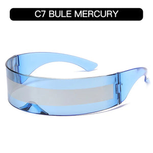 Cyber Punk Rimless Sunglasses - Y2K Futuristic Wrap-Around for Women