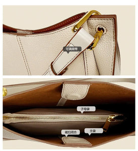 Large Capacity Bucket Bag for Women - Soft Leather Crossbody with Saddle Style