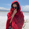 Red Photo Print Beach Scarf - Cotton Linen Sunscreen Shawl for Women's Travel