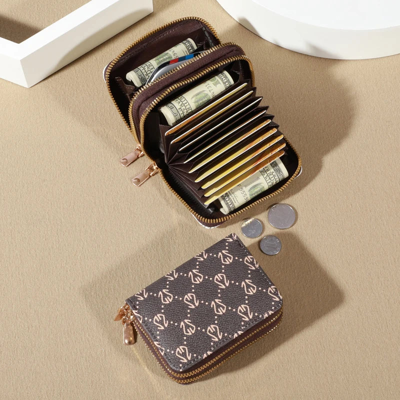 Vintage Faux Leather Women's Wallet - Fashionable Card Holder with Coin Purse