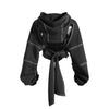 Ladies' Fashion Hoodie - Color Clashing Short Top for Layering