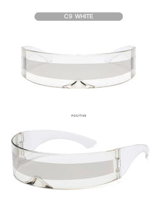 Cyber Punk Rimless Sunglasses - Y2K Futuristic Wrap-Around for Women