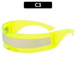 Cyber Punk Rimless Sunglasses - Y2K Futuristic Wrap-Around for Women