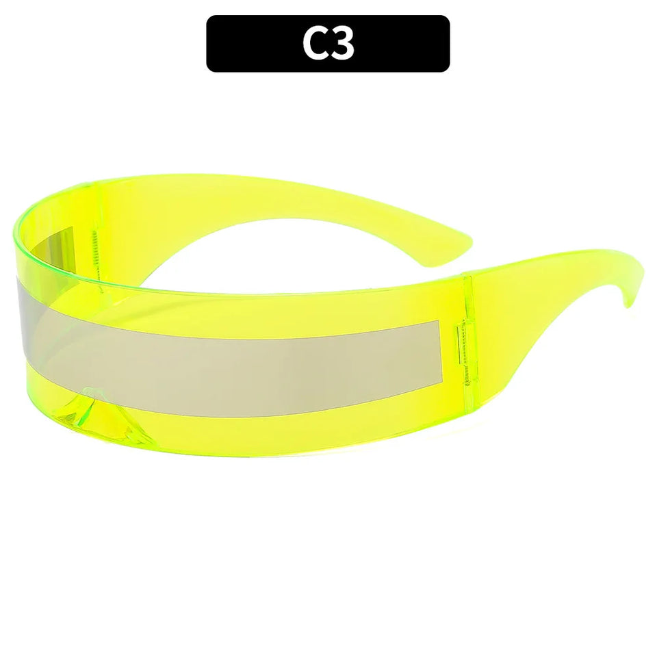 Cyber Punk Rimless Sunglasses - Y2K Futuristic Wrap-Around for Women