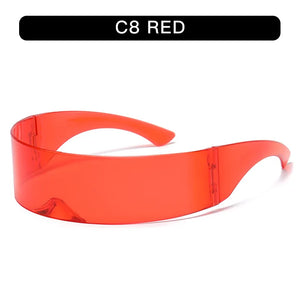 Cyber Punk Rimless Sunglasses - Y2K Futuristic Wrap-Around for Women