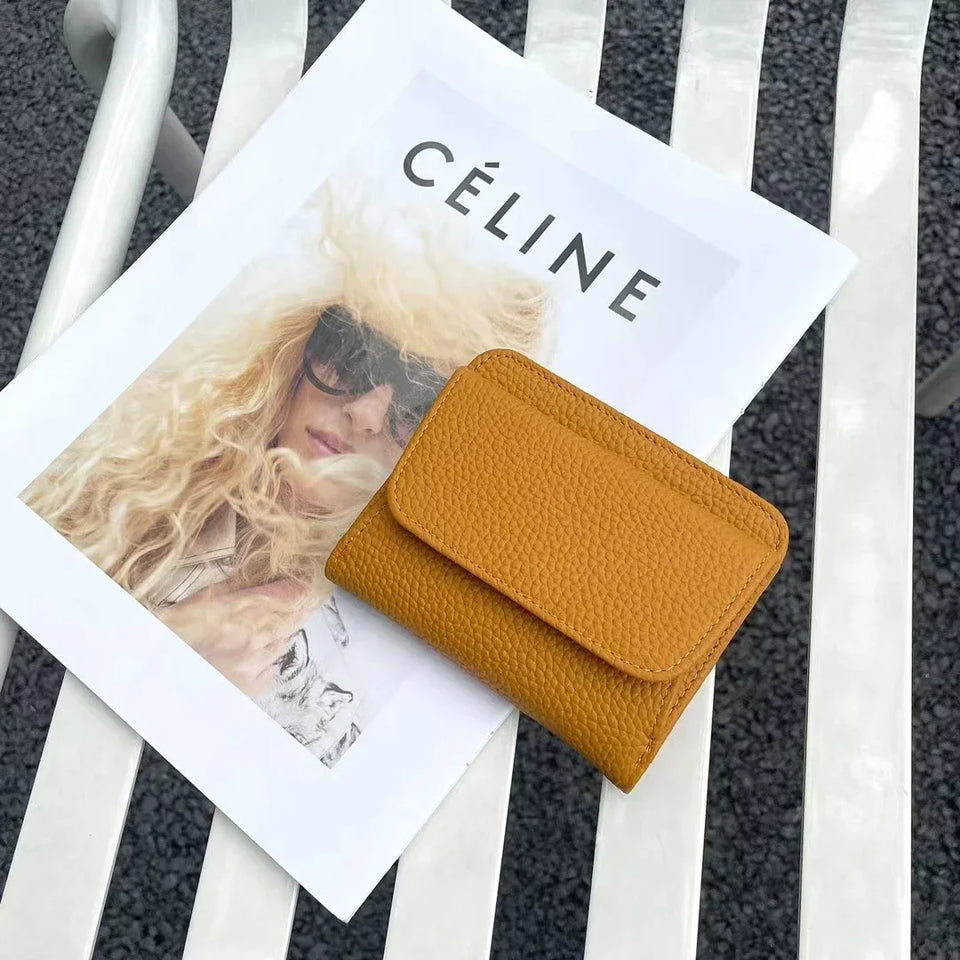 Women's Leather Wallet - Small Folding Purse with Multiple Compartments