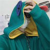 Loose Fit Frog Hoodie - Men's Plus Size Korean Style Fleece Lined Pullover