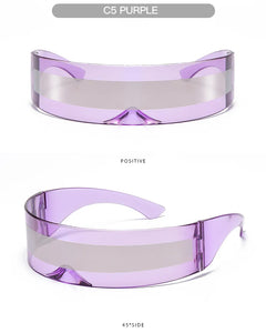 Cyber Punk Rimless Sunglasses - Y2K Futuristic Wrap-Around for Women