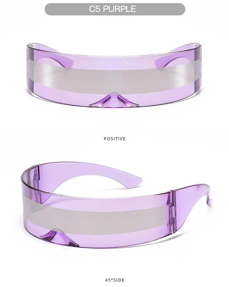Cyber Punk Rimless Sunglasses - Y2K Futuristic Wrap-Around for Women
