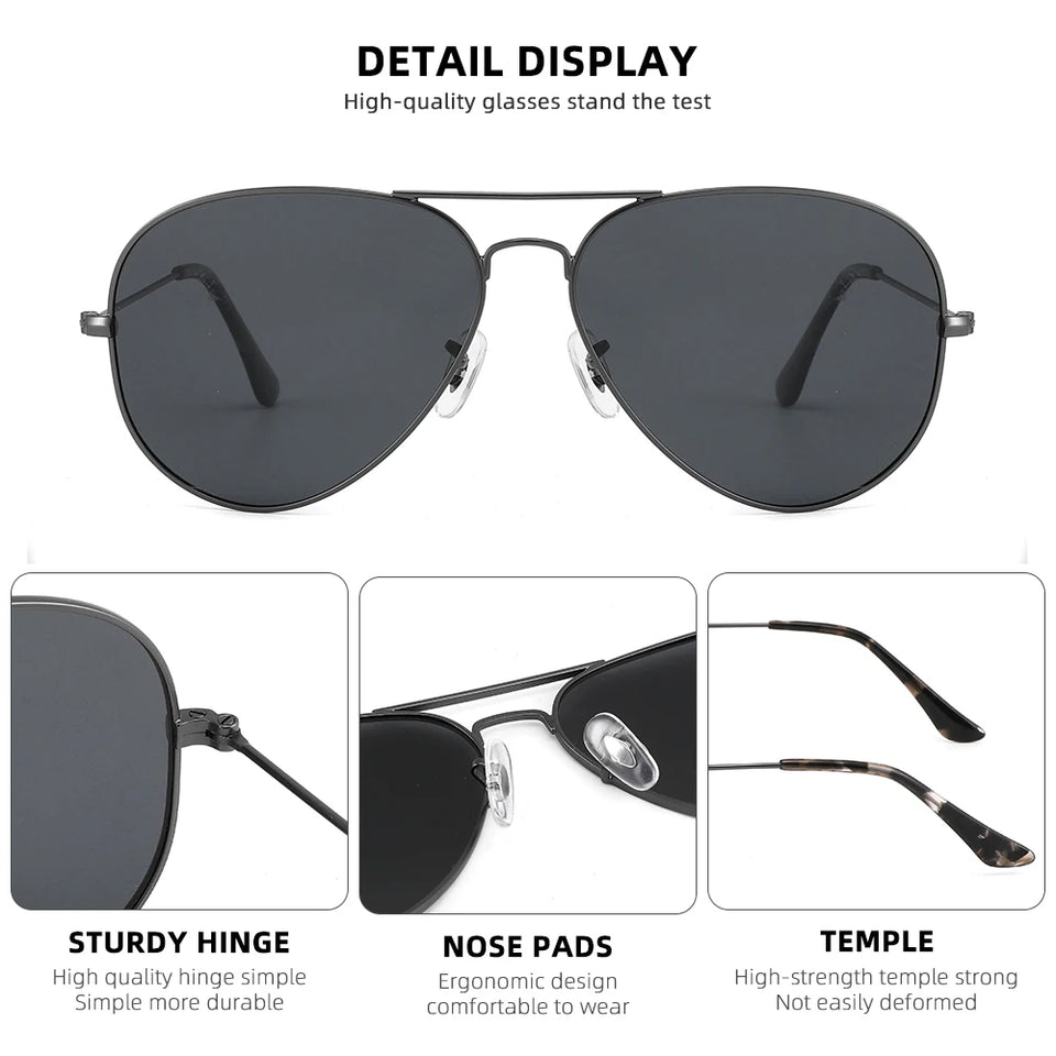 Oversized Aviator Sunglasses - Polarized Retro Design for Men & Women