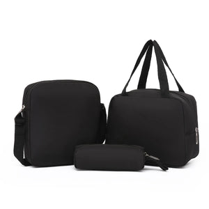 3-Piece Women's Bag Set - Quilted Nylon with Zipper for Commute Essentials