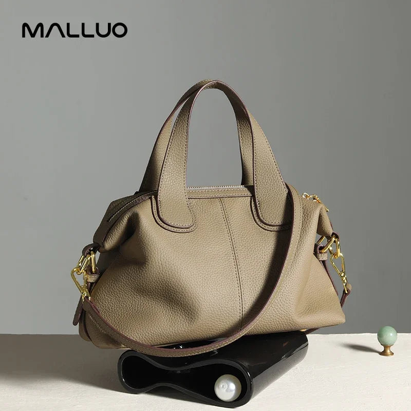 Women's Natural Leather Crossbody Bag - Premium Cowhide Large Capacity Design