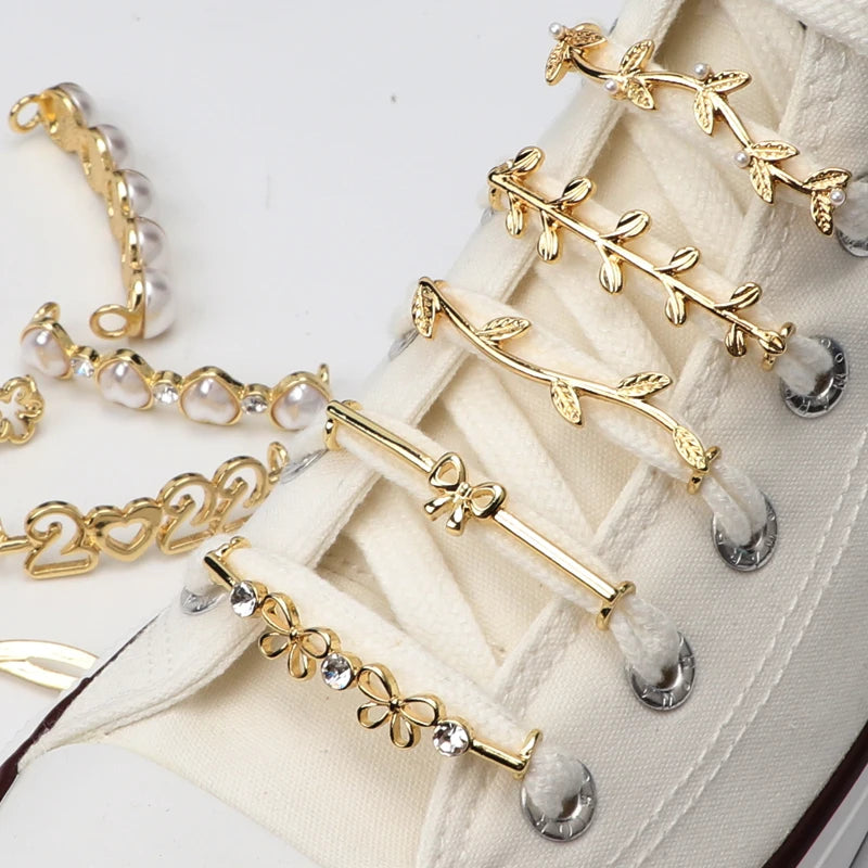 Luxury Pearl Shoe Charm - Vintage Rhinestone Shoelace Buckle Accessory