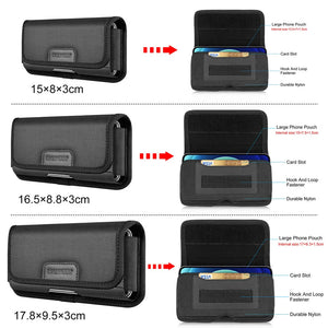 Large Phone Belt Case - Nylon Holster Pouch for 4.7-6.8 Inch Smartphones