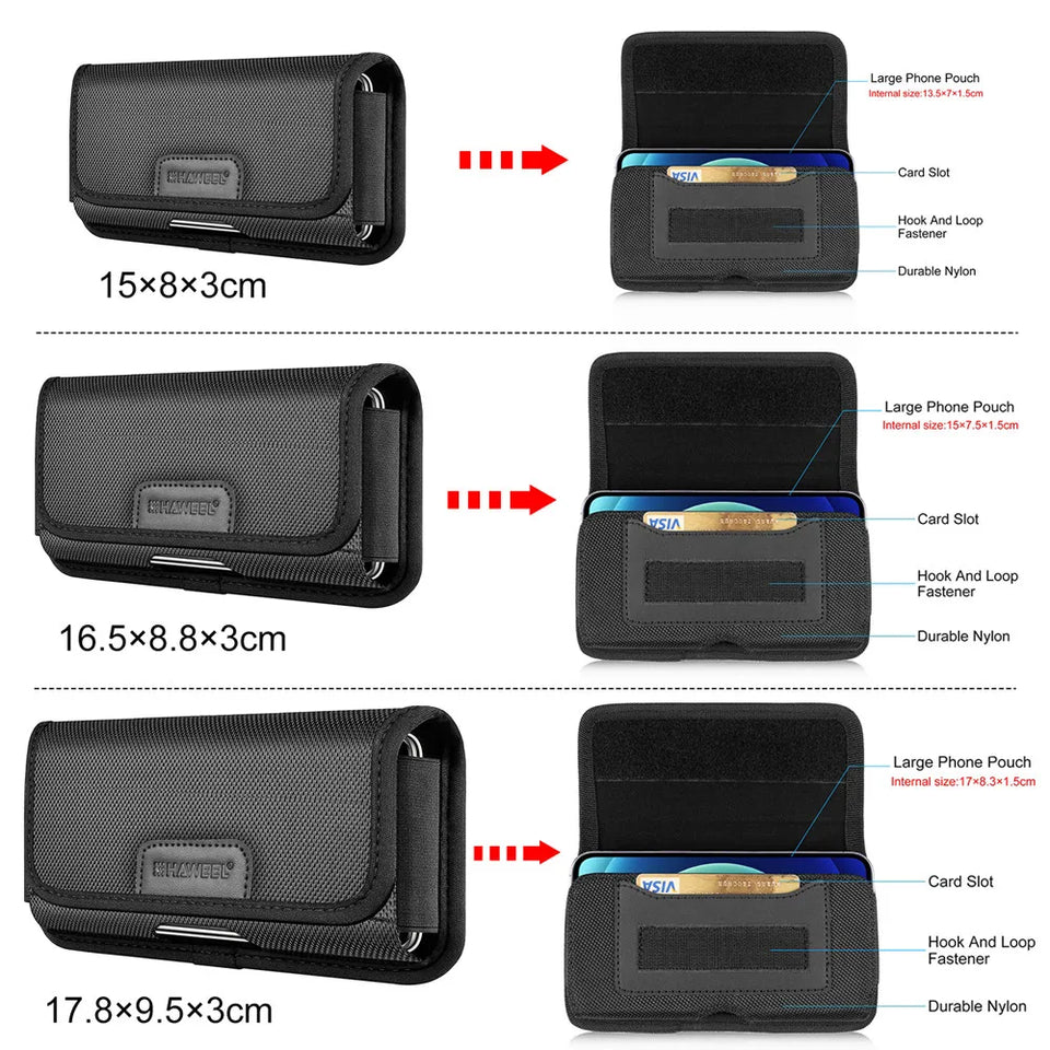 Large Phone Belt Case - Nylon Holster Pouch for 4.7-6.8 Inch Smartphones