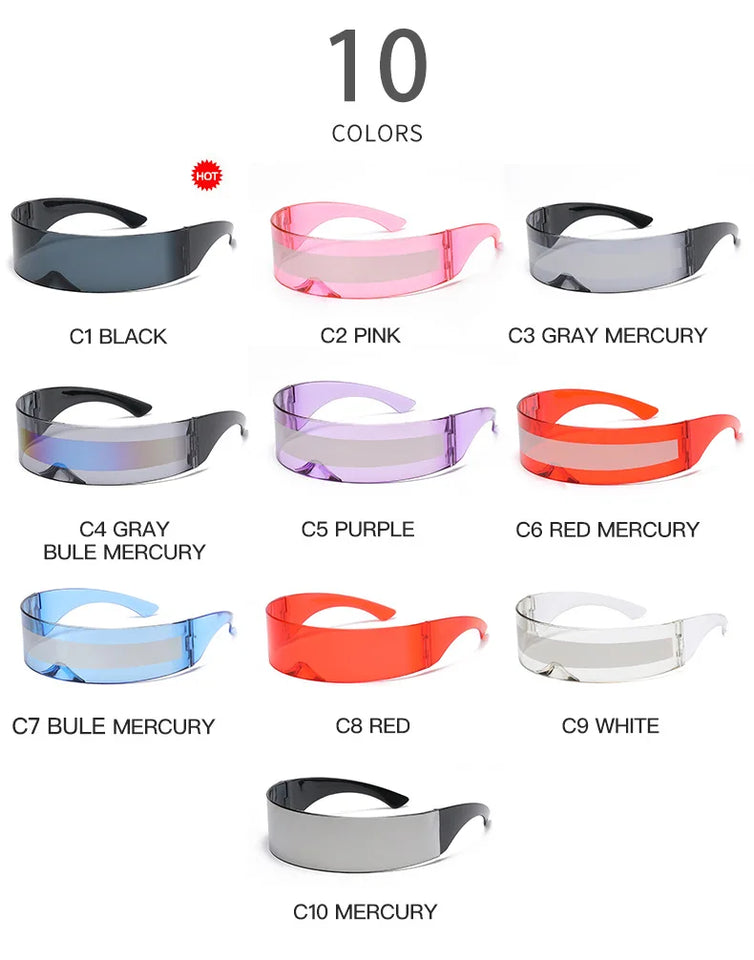 Cyber Punk Rimless Sunglasses - Y2K Futuristic Wrap-Around for Women