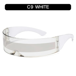 Cyber Punk Rimless Sunglasses - Y2K Futuristic Wrap-Around for Women