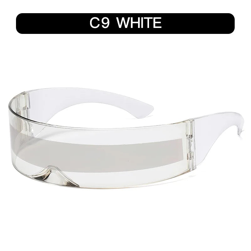 Cyber Punk Rimless Sunglasses - Y2K Futuristic Wrap-Around for Women