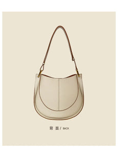 Large Capacity Bucket Bag for Women - Soft Leather Crossbody with Saddle Style