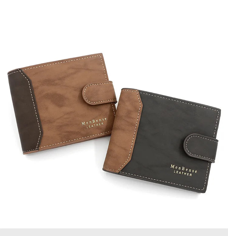 Secure Men's Wallet - PU Leather Card Holder with Hasp & Multiple Compartments