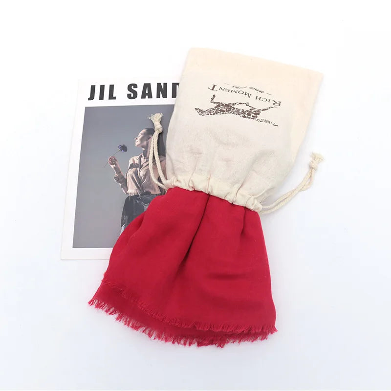 Red Photo Print Beach Scarf - Cotton Linen Sunscreen Shawl for Women's Travel
