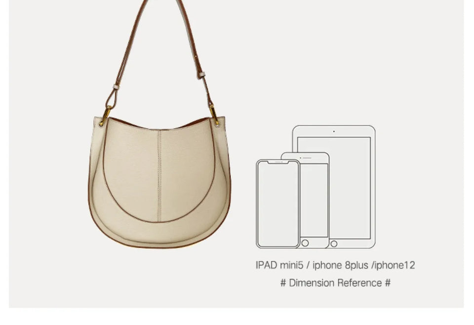 Large Capacity Bucket Bag for Women - Soft Leather Crossbody with Saddle Style