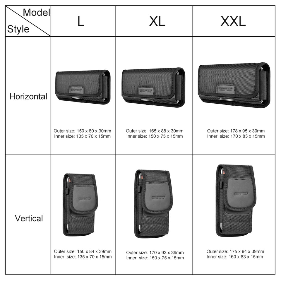 Large Phone Belt Case - Nylon Holster Pouch for 4.7-6.8 Inch Smartphones