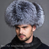 Men's Luxury Fox Fur Hat - 100% Sheepskin Ushanka with Ear Flaps