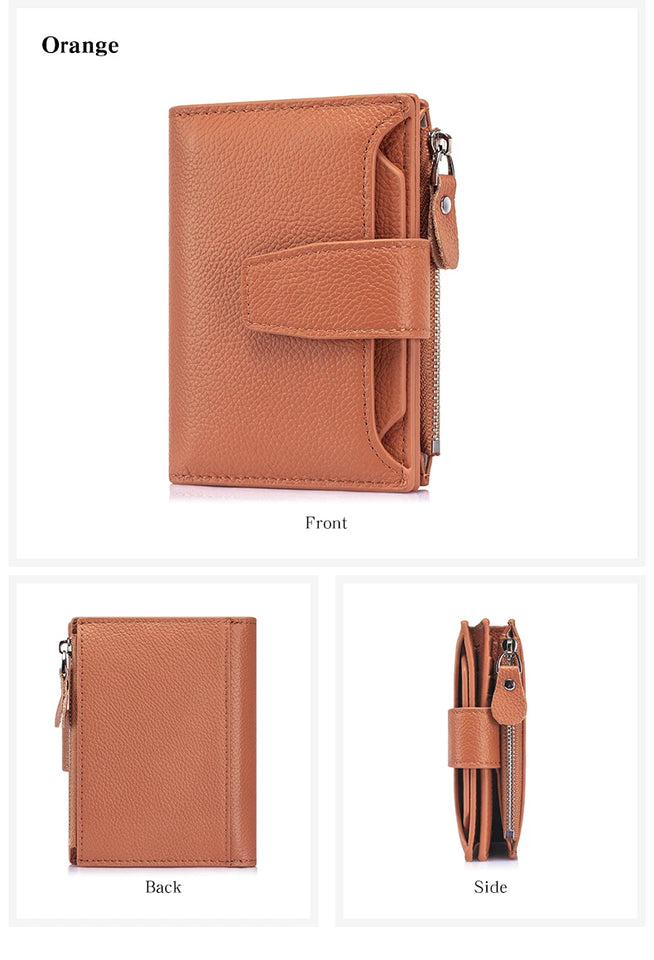 Large Capacity Women's RFID Wallet - Leather Bifold with Coin Pocket & ID Windows