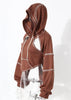 Ladies' Fashion Hoodie - Color Clashing Short Top for Layering