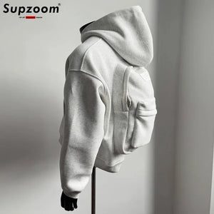 Supzoom Cotton Hoodie with Backpack Design - Loose Fit American Style for Fall/Winter