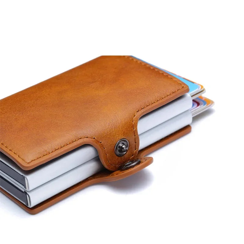 RFID Blocking Men's Card Holder - Secure Aluminum Wallet with Leather Cover