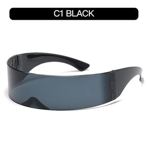Cyber Punk Rimless Sunglasses - Y2K Futuristic Wrap-Around for Women
