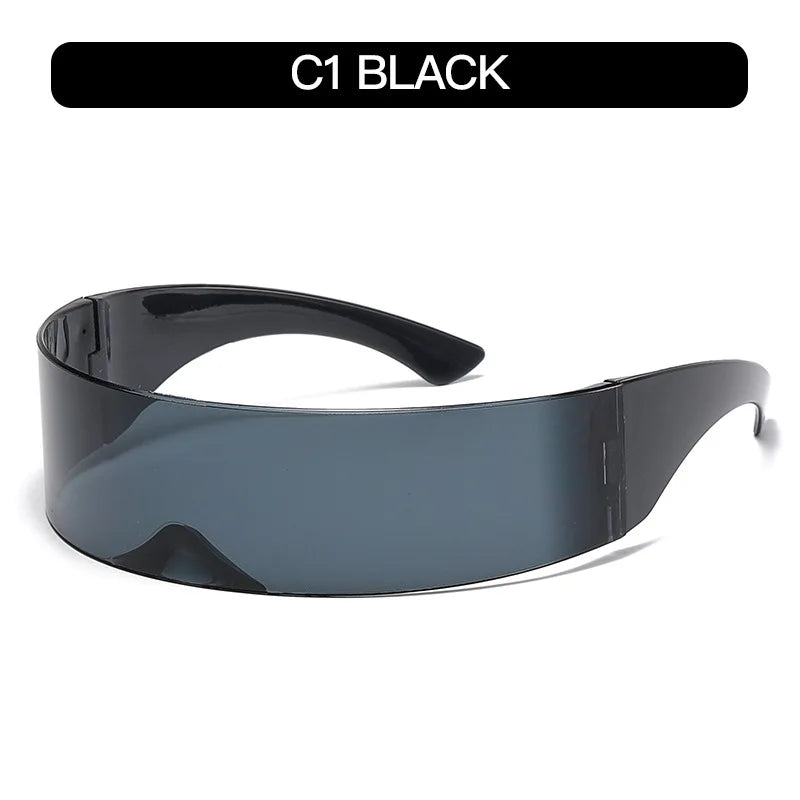 Cyber Punk Rimless Sunglasses - Y2K Futuristic Wrap-Around for Women