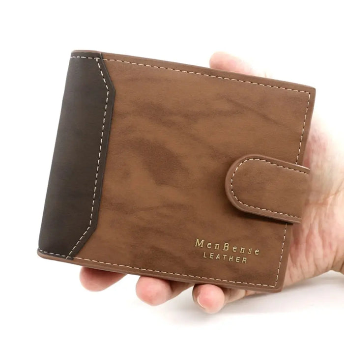 Secure Men's Wallet - PU Leather Card Holder with Hasp & Multiple Compartments