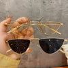 Women's Cat Eye Sunglasses - Luxury Metal Triangle Design with UV400 Protection