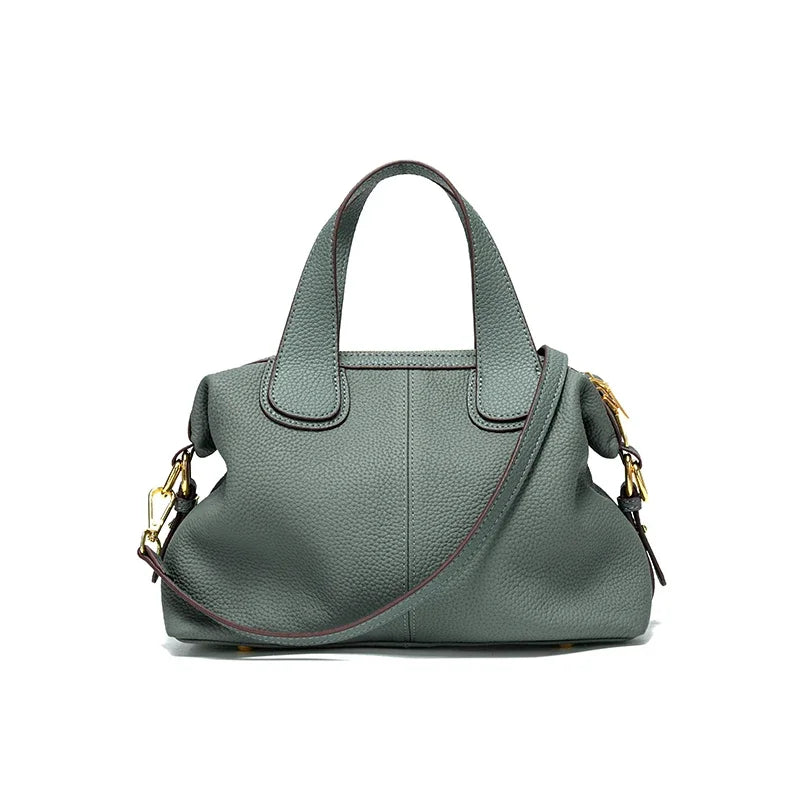 Women's Natural Leather Crossbody Bag - Premium Cowhide Large Capacity Design